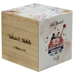 iGreen Cube Favor, Flowers and Plants in a Wooden Cube, Special Gift for Ceremonies, Customizable