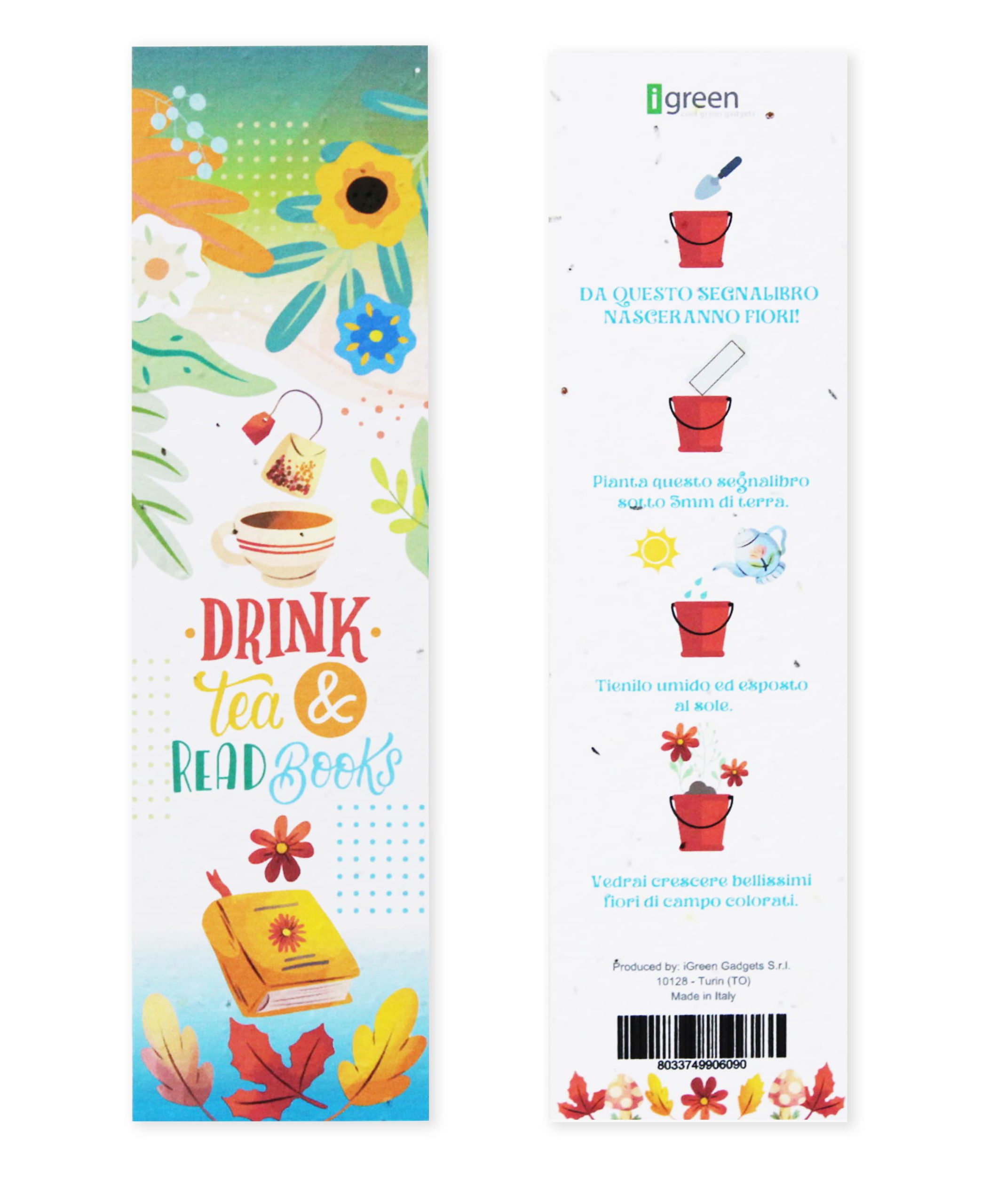 Segnalibro Piantabile Drink Tea Fronte + Retro