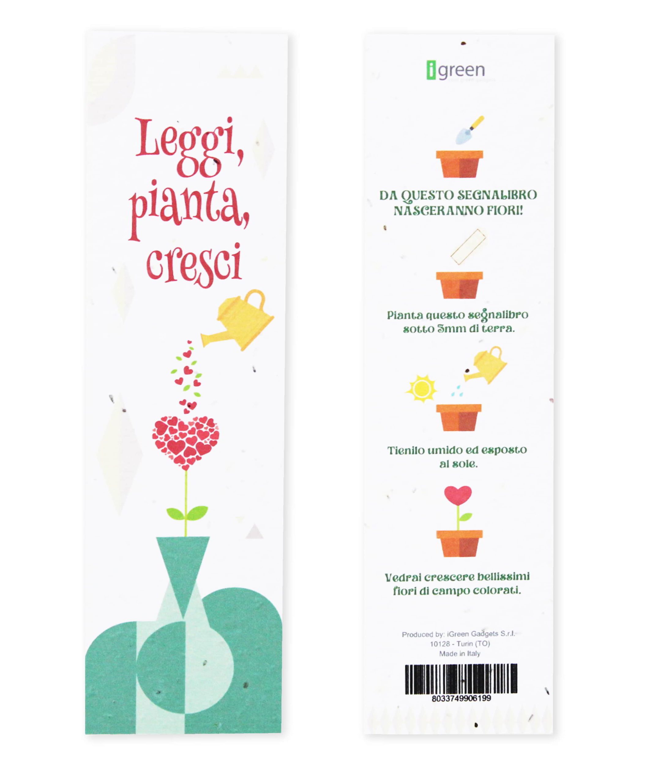 Segnalibro Piantabile Leggi Pianta Cresci Fronte + Retro
