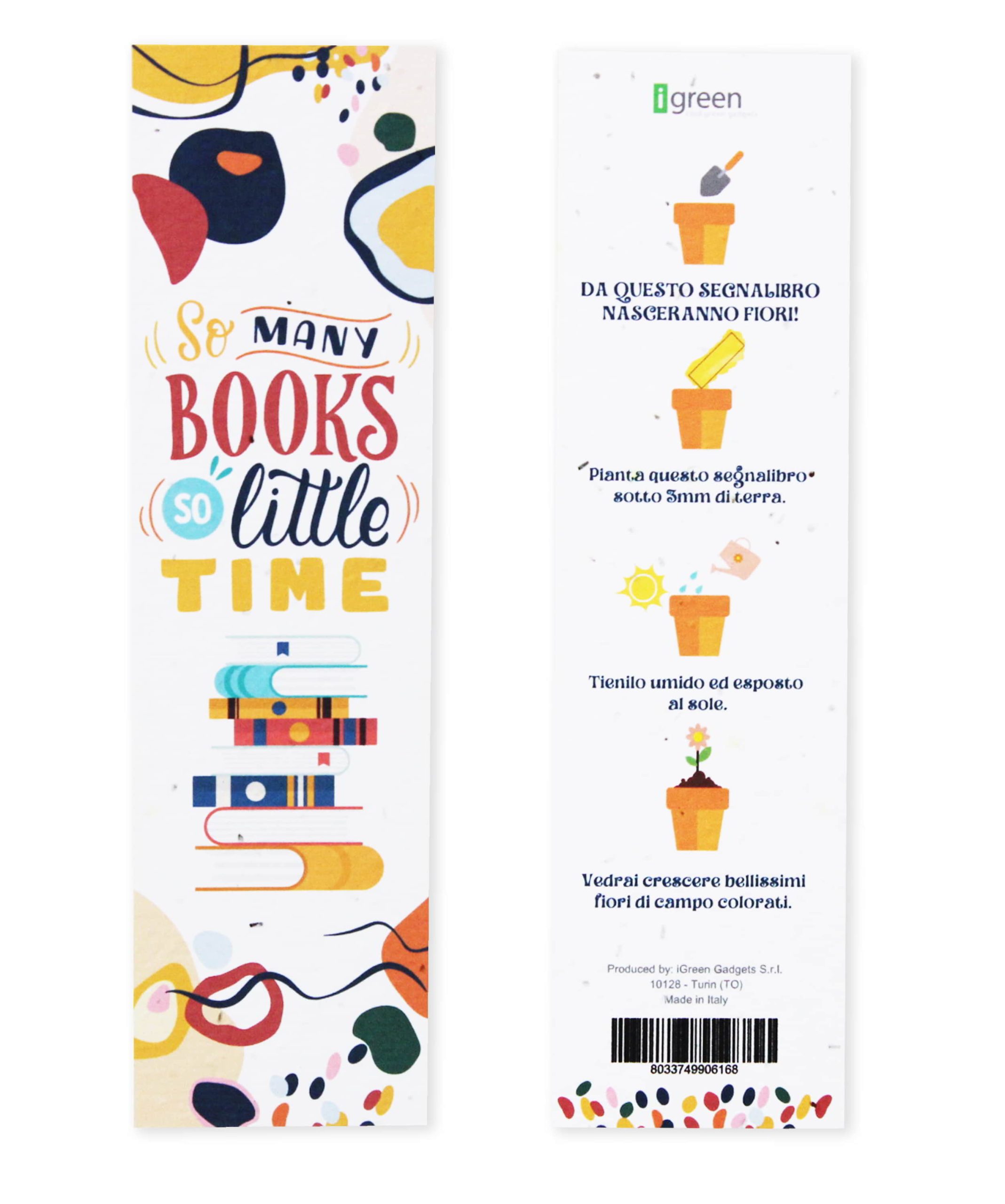 Segnalibro Piantabile Many Books Little Time Fronte + Retro