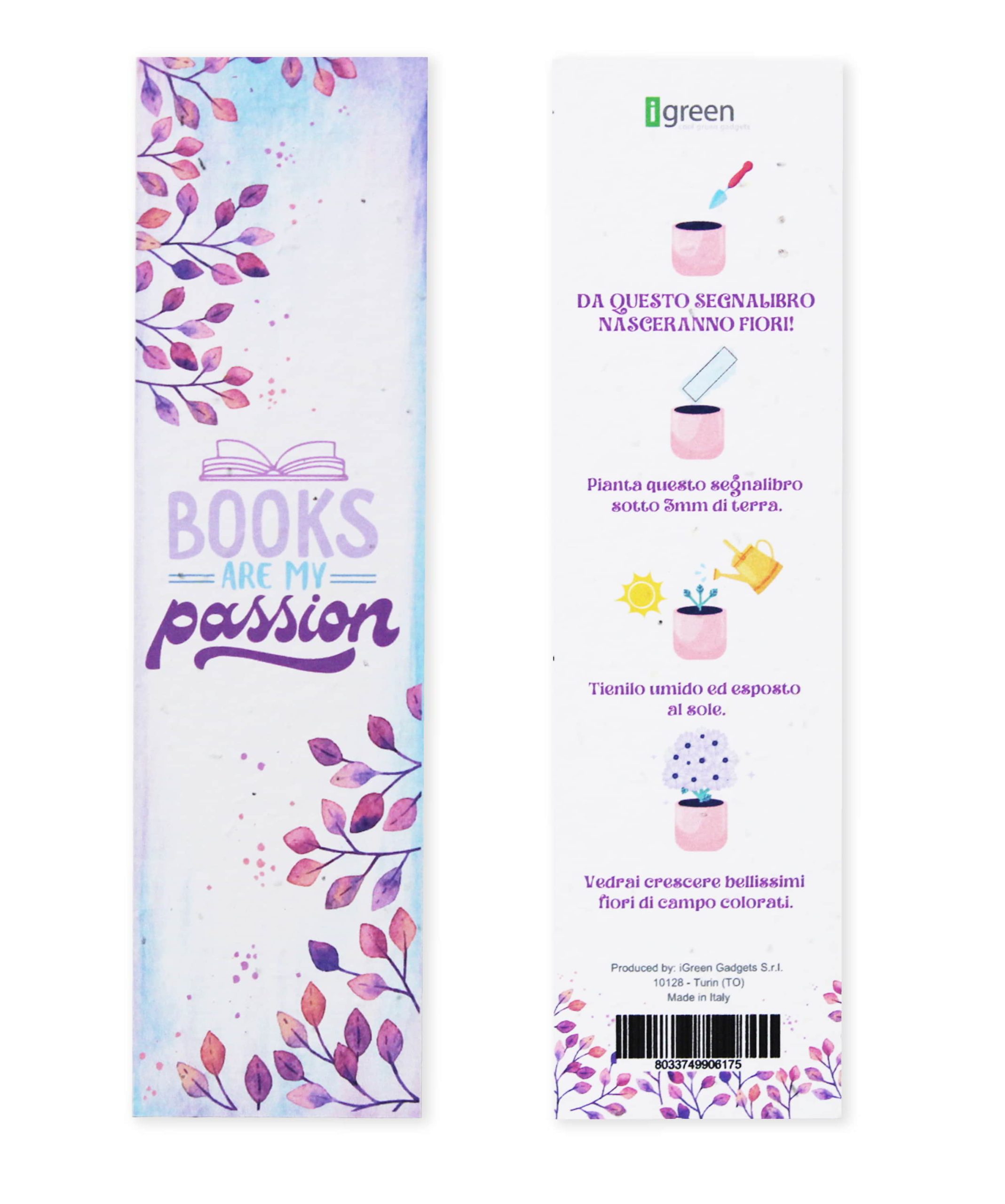 Segnalibro Piantabile Passion Fronte + Retro