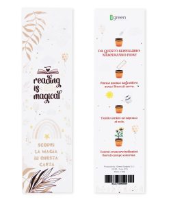 Segnalibro Piantabile Reading is Magical Fronte + Retro
